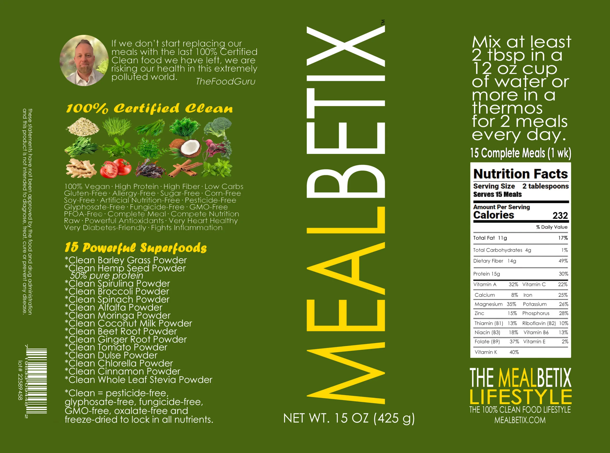 MealBetix Label Ingredients